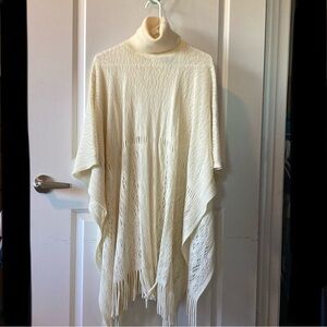 Cream ivory white turtleneck poncho top